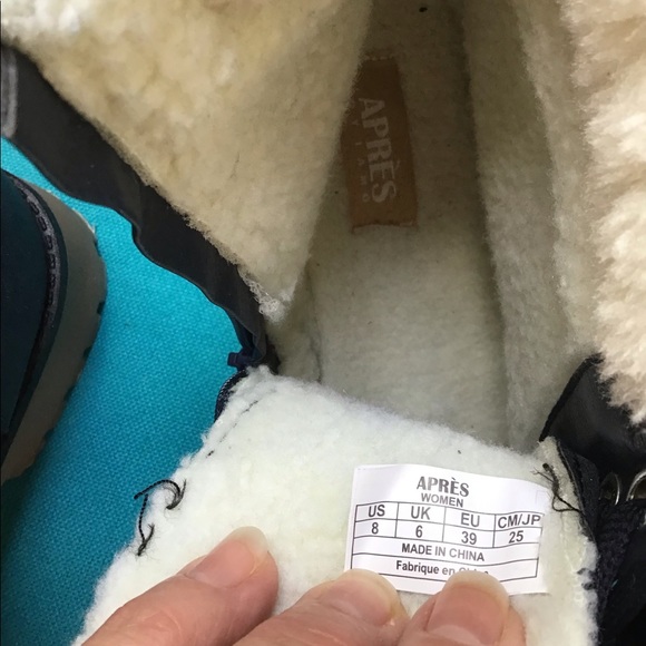 Women’s APRES blue faux fur zip up ankle winter boots size 8 - Picture 7 of 7